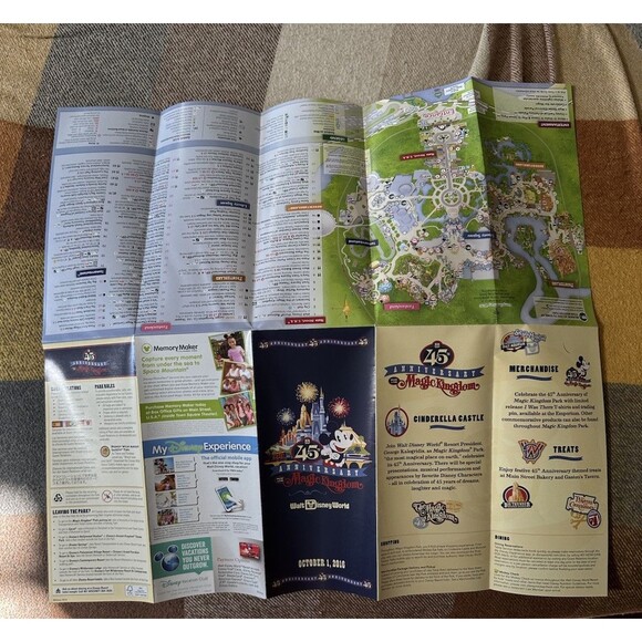 NEW Disney World Magic Kingdom 45th Anniversary October 1 2016 Park Map Poster - Picture 8 of 8
